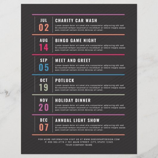 Maandelijkse planning van geplande gebeurtenissen flyer (Achterkant)