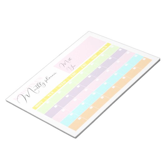 Maandelijkse planning voor moderne pasta's notitieblok (Schuin)