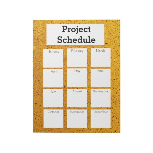 Maandelijkse projectschema oranje ruwe afdruk notitieblok (Linkerzijde)