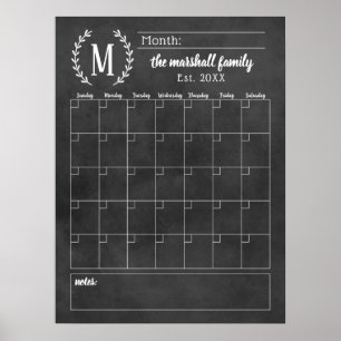 Maandelijkse reeks van het Chalkboard Monogram Age Poster