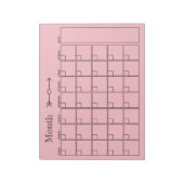 Maandelijkse roze planner notitieblok (Linkerzijde)