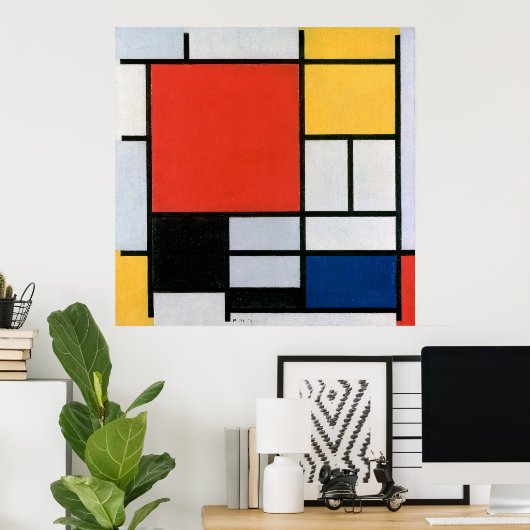 Maandelijkse samenstelling Rood, Geel, Blauw, Zwar Poster (Thuiskantoor)