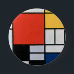 Maandelijkse samenstelling Rood, Geel, Blauw, Zwar Ronde Button 7,6 Cm<br><div class="desc">Samenstelling met rood,  geel,  blauw en zwart door Piet Mondriaan (1921)</div>