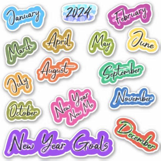 Maandelijkse Stickers 2024 Journal Sticker Pack (Voorkant)