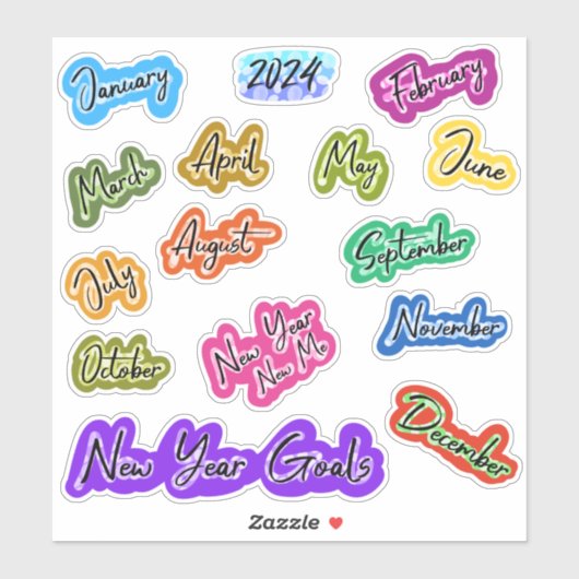 Maandelijkse Stickers 2024 Journal Sticker Pack (Vel)