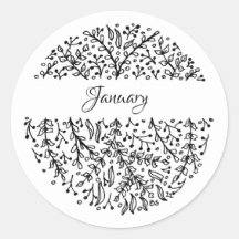 Maandelijkse Stickers Januari - tekst bewerkbaar