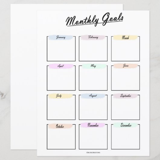 Maandelijkse streefdoelen Planner (Voorkant / Achterkant)