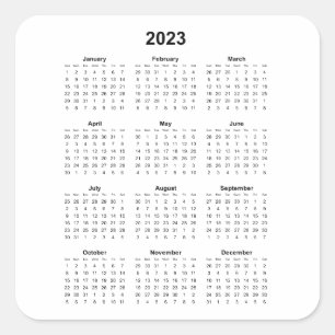 Maandelijkse verticale kalender 2023 vierkante sticker