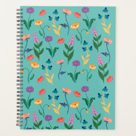 Maandelijkse wildbloemplanner in turquoise planner