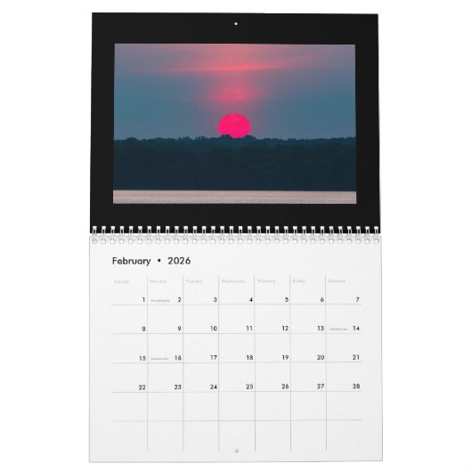 Maandelijkse zonsopgangkalender 2026 door Thomas M Kalender (Feb 2026)