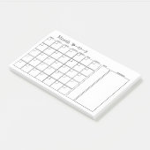 Maandelijkse zwarte en Witte Planner Post-it® Notes (Schuin)