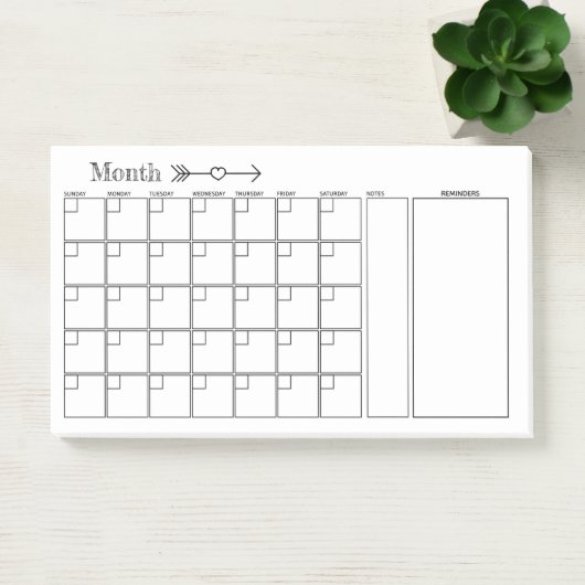 Maandelijkse zwarte en Witte Planner Post-it® Notes (Kantoor)