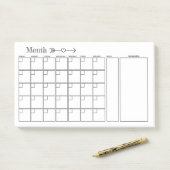 Maandelijkse zwarte en Witte Planner Post-it® Notes (Op bureau)