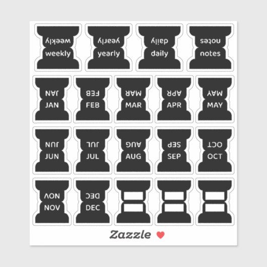 Maandelijkse Zwarte Index Tabblad Journal Scheider Sticker (Vel)