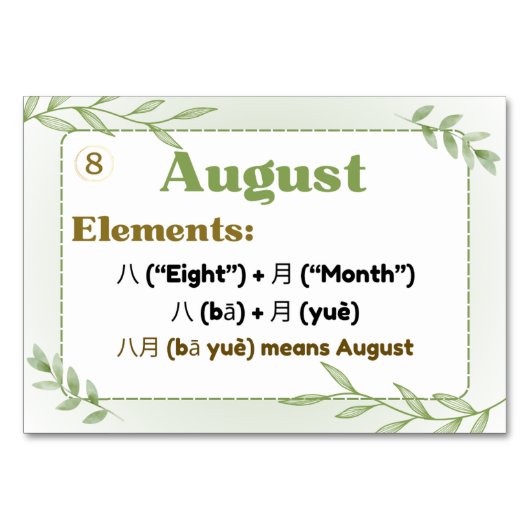 Maanden in het Chinees (Flash-Kaarten) Kaart (Voorkant)
