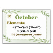 Maanden in Korean Hangul (Flash Kaarten) Kaart (Voorkant)