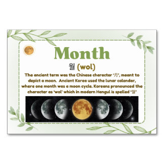 Maanden in Korean Hangul (Flash Kaarten) Kaart