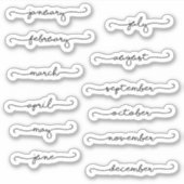 Maanden van de jaarcursieve stickers van de planne (Voorkant)