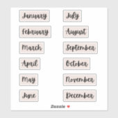 Maanden van het jaar Bullet Journal Stickers | roz (Vel)
