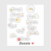 Maanden van het jaar Flower Sticker Set (Vel)