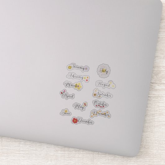 Maanden van het jaar Flower Sticker Set (Detail)