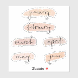 Maanden van het Jaar - januari tot juni Goud Roos Sticker