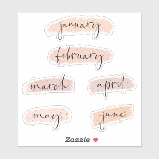 Maanden van het Jaar - januari tot juni Goud Roos Sticker (Vel)