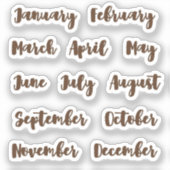 Maanden van het jaar kleine latte sticker (Voorkant)