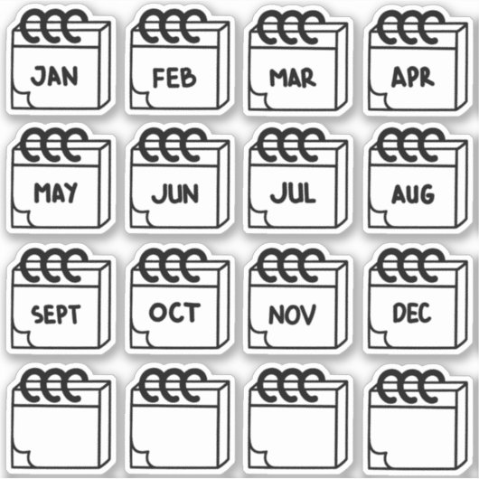 Maanden van het jaar Multi-Pack Sticker (Voorkant)