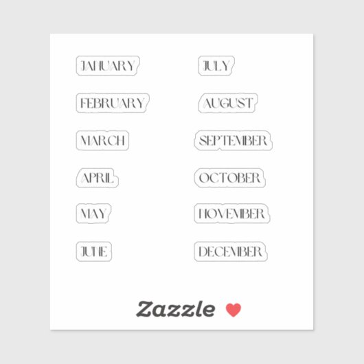 Maanden van het Jaar Sticker Set (Vel)