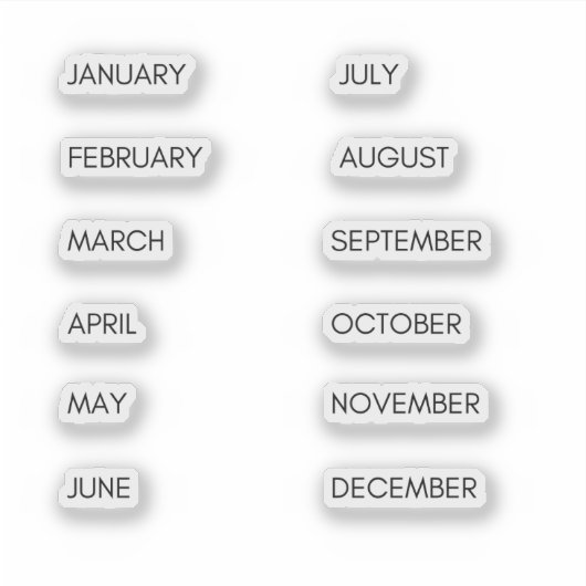 Maanden van het Jaar Sticker Set Minimalist (Voorkant)