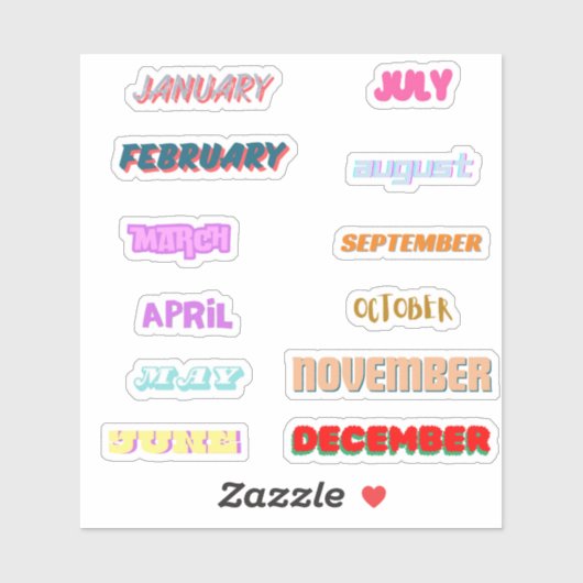 Maanden van het Jaar Stickers Set (Vel)