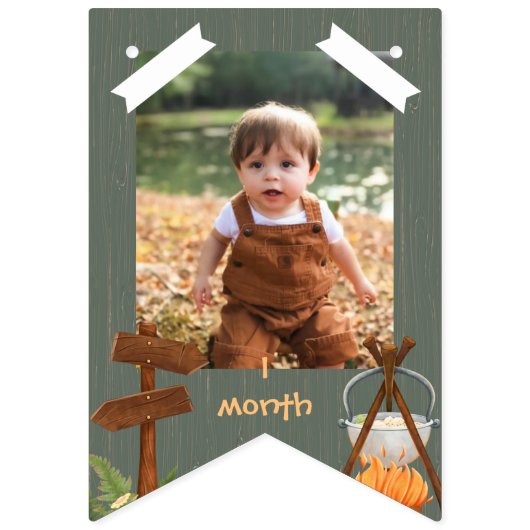 Maandfoto van One Happy Camper Birthday Vlaggetjes (Tweede vlag)