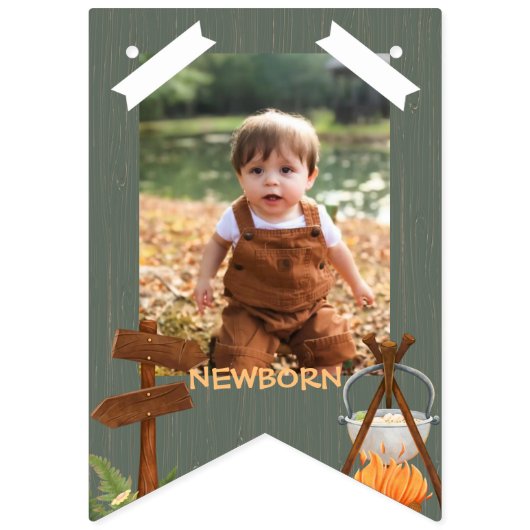 Maandfoto van One Happy Camper Birthday Vlaggetjes (Eerste vlag)