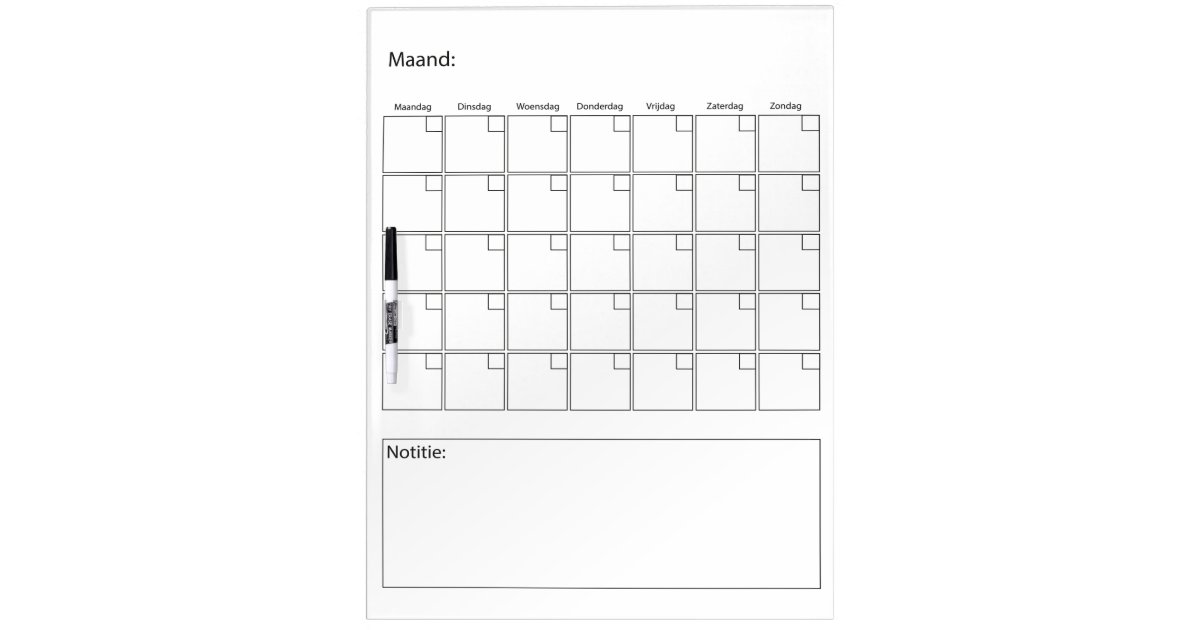Maandplanner Whiteboard