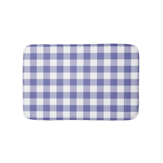 Maandroos Blauw Gingham Geruit Modern Patroon     Badmat (Voorkant)
