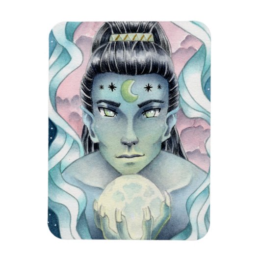 Maanelf Waterverf Magneet (Verticaal)
