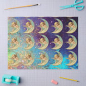 MAANENGELEN IN BLAUW GOUD GELE SCHITTERS TISSUEPAPIER (Craft)