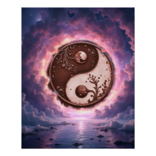 Maanevenwicht – Yin Yang van het eeuwige licht. Perfect Poster