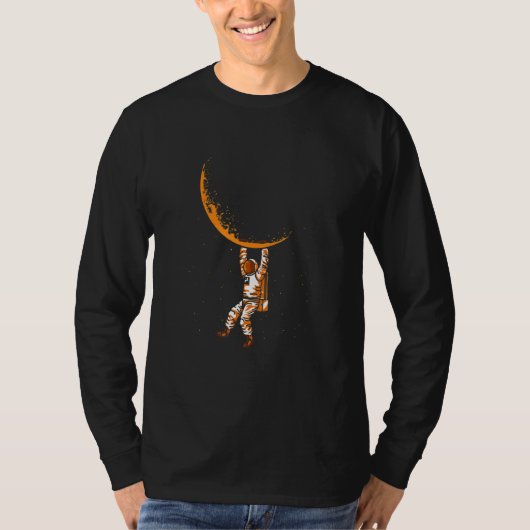 Maanfase Astronaut Crescent Moon Science T-shirt (Voorkant)