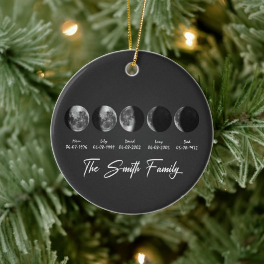 Maanfase De familie Smith – Aangepaste namen & dat Keramisch Ornament (Boom)