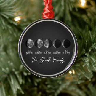 Maanfase De familie Smith – Aangepaste namen & dat Metalen Ornament