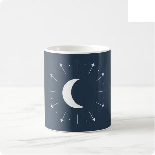 Maanfase mok - Diep marineblauw & Zilver (Vol