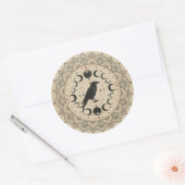 Maanfase Raaf Mandala Ronde Sticker (Envelop)