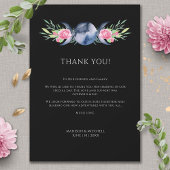 Maanfase Roze Bloemen Metafysische Bruiloft Bedankkaart