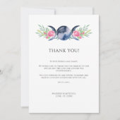 Maanfase Roze Bloemen Metafysische Bruiloft Bedankkaart (Voorkant)