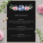 Maanfase Roze Bloemen Metafysische Bruiloft Informatiekaartje