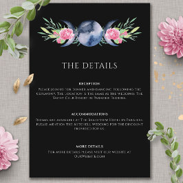 Maanfase Roze Bloemen Metafysische Bruiloft Informatiekaartje