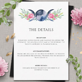 Maanfase Roze Bloemen Metafysische Bruiloft Informatiekaartje