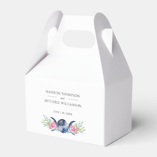 Maanfase Roze Rozen Bloemen Metafysische Bruiloft Bedankdoosjes (Voorkant Zijde)